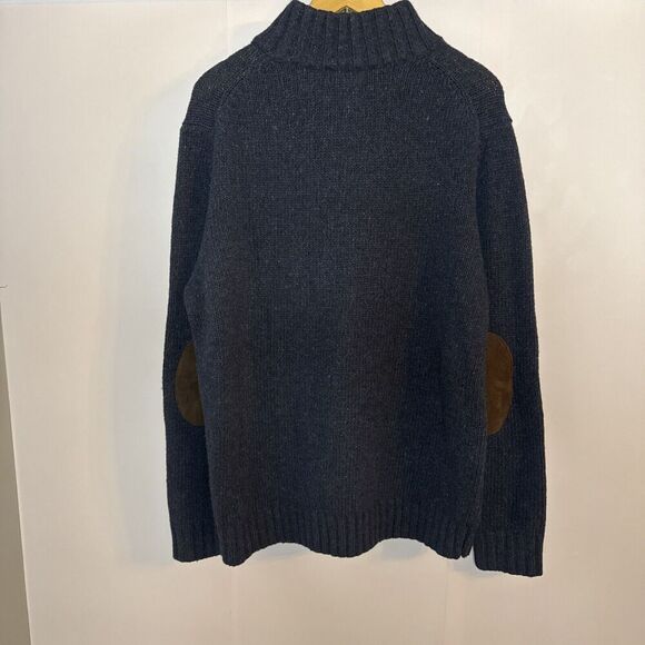 Lands' End Wool Blend Sweater Mens XL Button Mock Neck Blue Old‎ Money Preppy - Picture 6 of 7